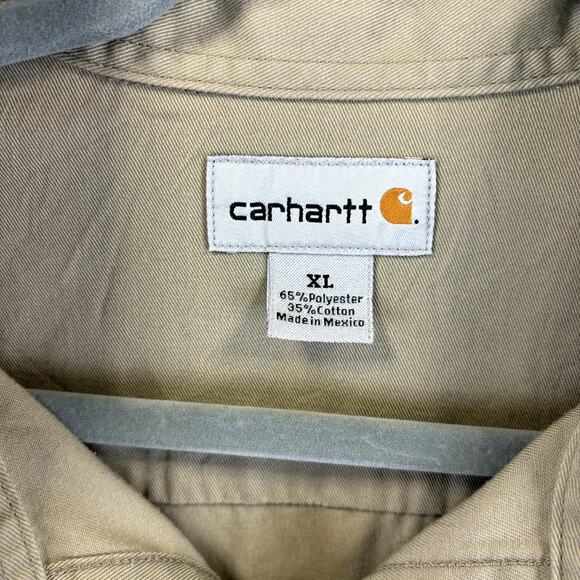 Carhartt Canvas Shirt Mens XL Tan Workwear Chore Outdoor Hunting Safari Grunge - Picture 5 of 11